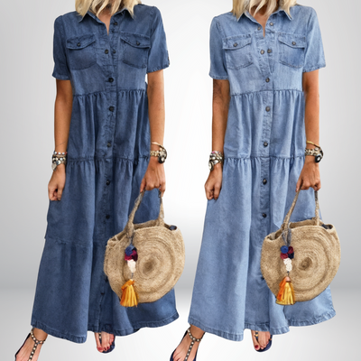 Mariah | Vestido de Denim Suave con Botones