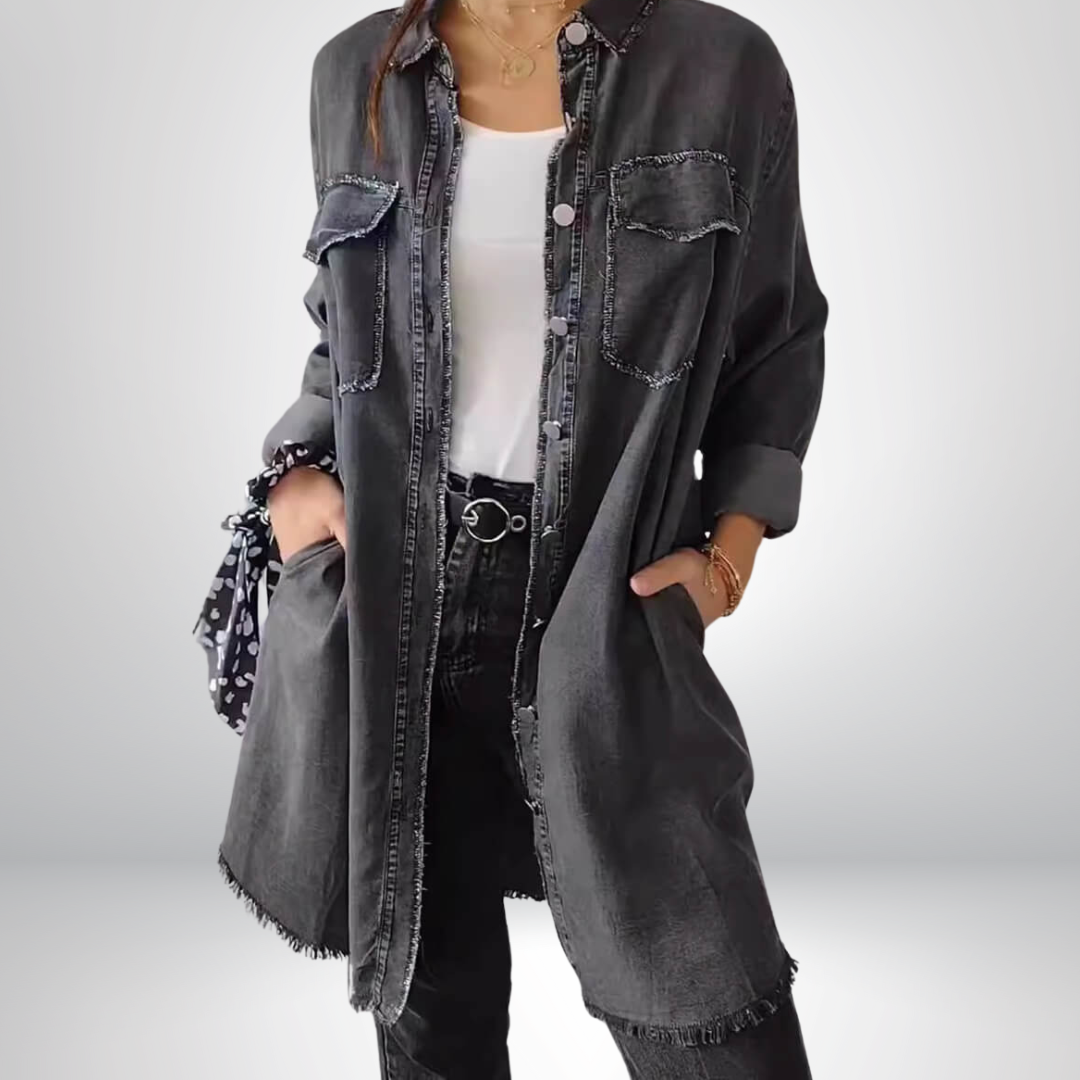 Gabriela | Chaqueta de Mezclilla de Manga Larga Estilosa y Versátil con Cuello