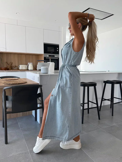 Isabelle | Vestido Maxi de Denim